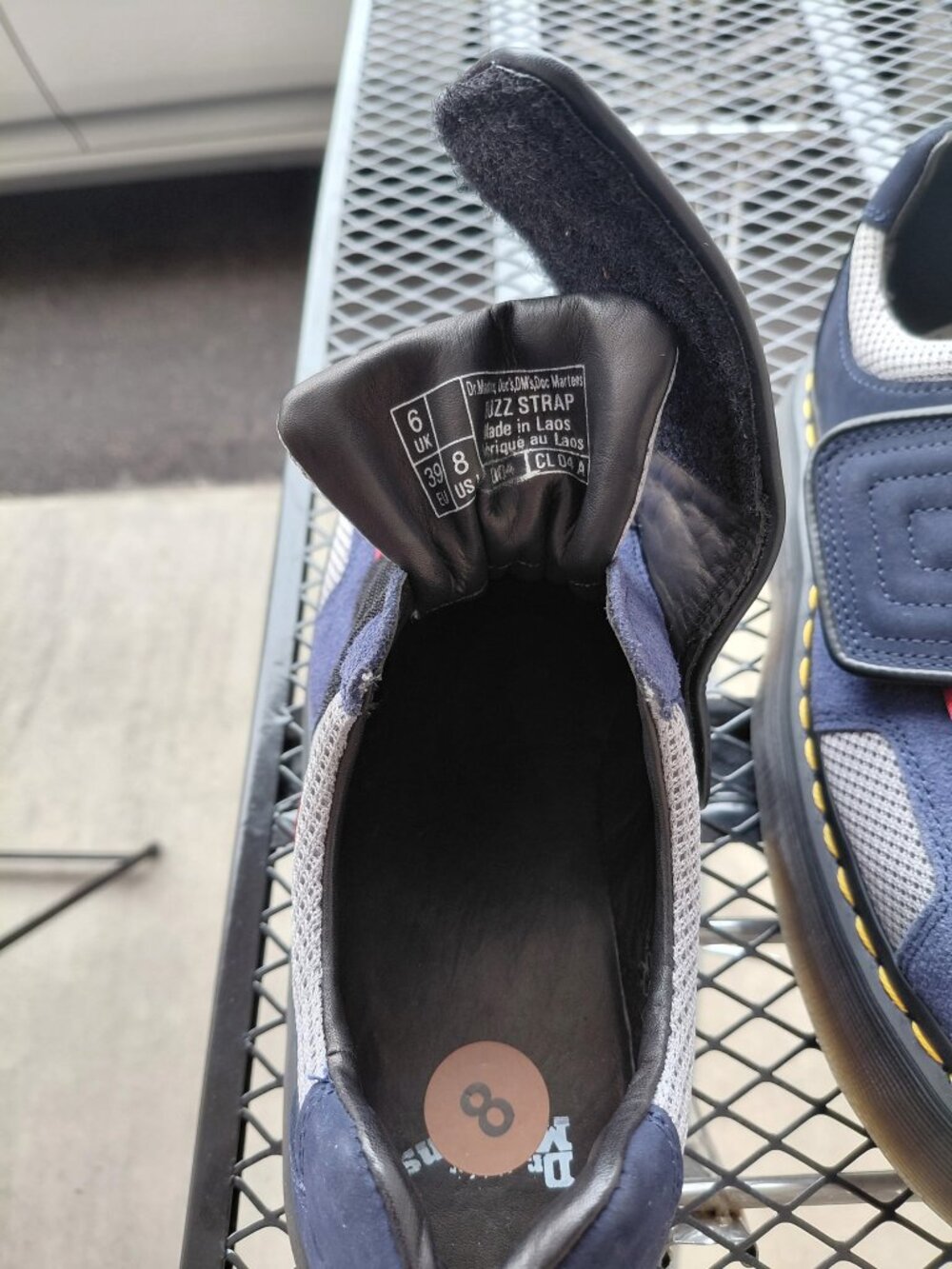 Dr. Martens Buzz Strap Mixed Material Platform Shoes Midnight Blue Grey Women 8 - Picture 4 of 6
